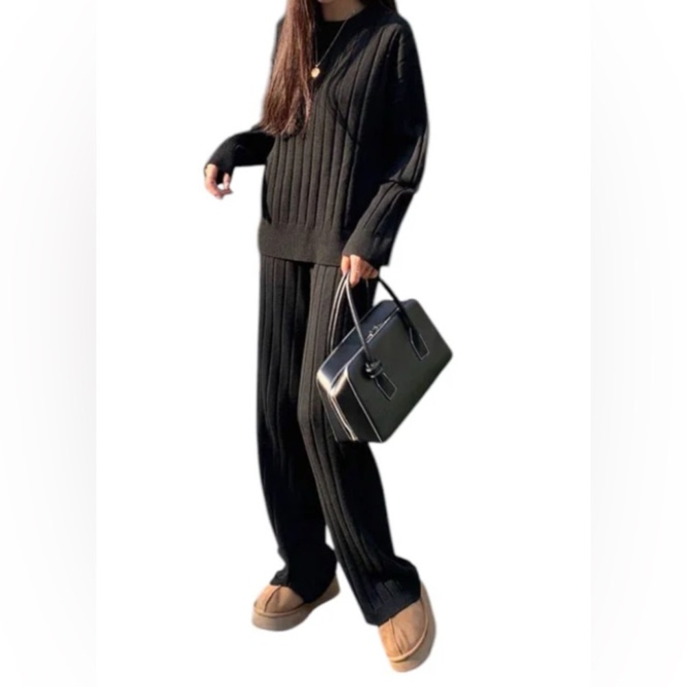 Soft Black Ribbed Loungewear | Faux Turtleneck | Lightweight | S | NWT - Picture 4 of 13